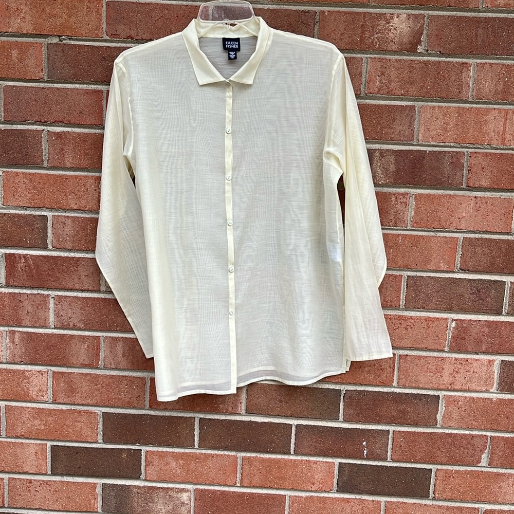 Eileen Fisher sheer yellow top size Medium.